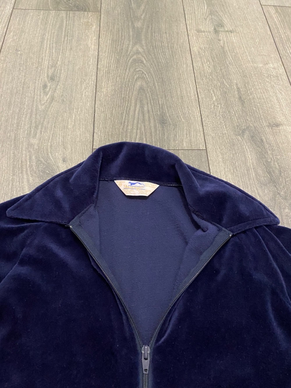 Slazenger Vintage Blue Velour Zip Up Jacket Size M - Picture 3 of 7